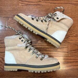 NEW Chloe Tan and White Lace Up Boots